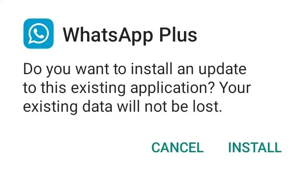 actualizar WhatsApp Plus a través de la instalación