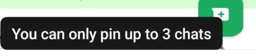 Límite de chats fijados en el WhatsApp oficial