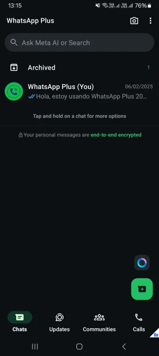 Ahora, tu WhatsApp Plus está listo para usarse.