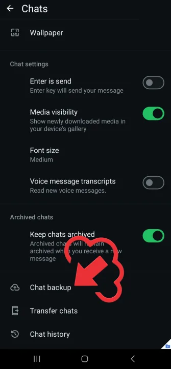 Haz clic en Copia de seguridad de chats