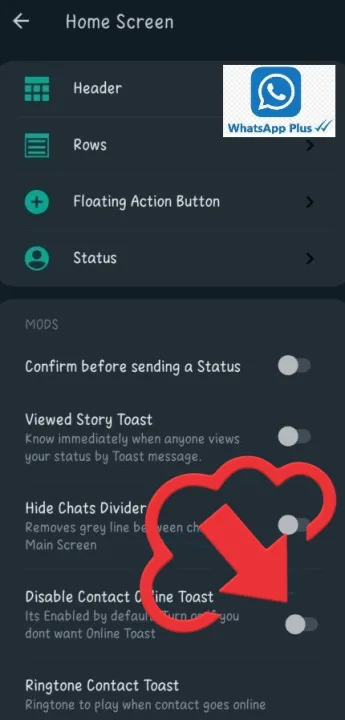 Desactivar Online Toast de contactos