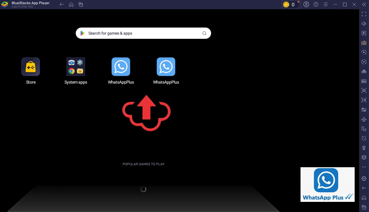 Espera unos segundos y listo. WhatsApp Plus aparecerá en la pantalla principal de BlueStacks.